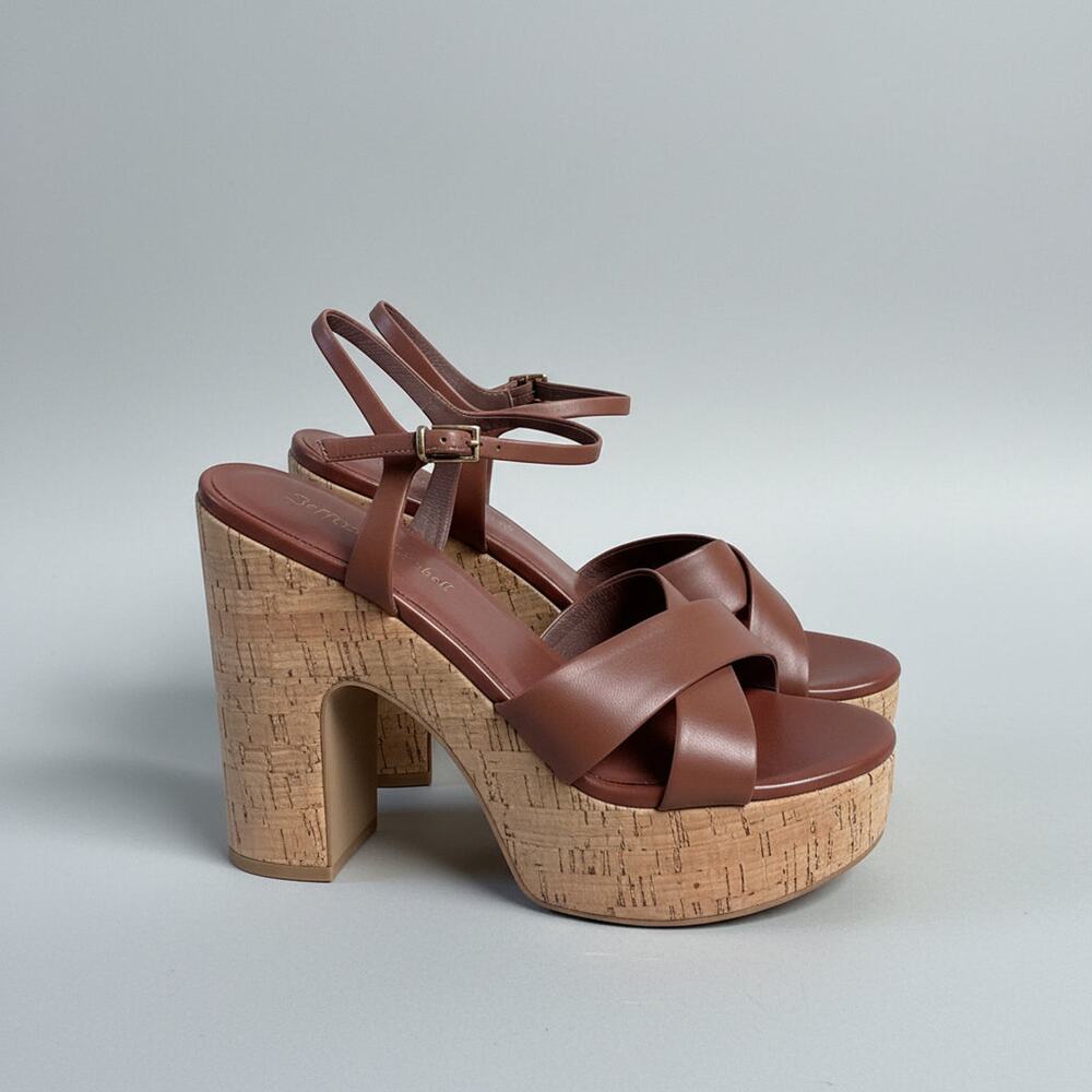 Jeffrey Campbell cognac leather Big Time platform sandals, size 7.5, BRAND NEW!